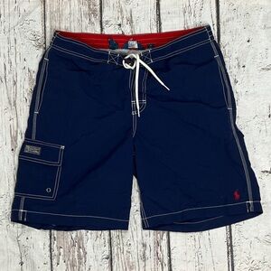 Polo Ralph Lauren Board Shorts Swim Trunks Blue Beach Swimwear Mens